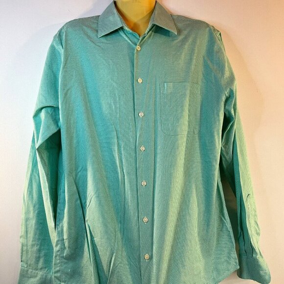 Pronto Uomo Men's Green Houndstooth Dress Shirt - Size 16.5 36-37 Tall - Picture 1 of 6